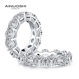 AINUOSHI Luxury 925 Sterling Silver Band Rings Women Engagement Simulated Diamond Wedding Silver Bridal Full Rings Gift Y200106