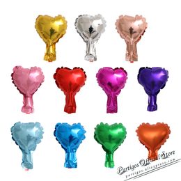 50/100pcs 5inch Metallic heart balloons foil globes Valentines day gifts wedding decoration mini little foil love heart balloons Y0107