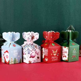 20pcs Merry Christmas Gift Boxes Guests Packaging Boxes Gift Bag Christmas Party Kids Favours Gift Decoration Paper Box Y220106