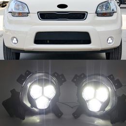 1Set For KIA Soul 2017 2018 2019 LED Daytime Running Light 12V Car DRL Fog Lamp Waterproof Driving lamp Fog light2PCS For KIA Soul 2017 2018