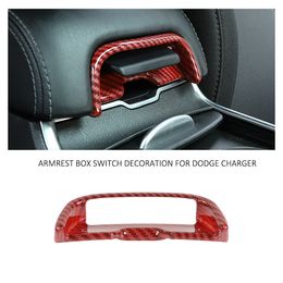 ABS Armrest Box Switch Cover Trim Bezel For Dodge Charger/ 300C 2011 UP Interior Accessories Red Carbon Fibre