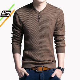 Sweater Men Casual V-Neck Pullover Shirt Autumn Winter Slim Fit Long Sleeve Mens Sweaters Knitted Cotton Pull Homme Top