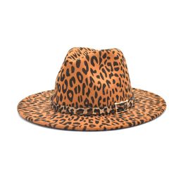 New Fedoras For Women Leopard Print Wide Brim Trilby Wool Jazz Caps Men Vintage Panama Cappello Donna Elegante