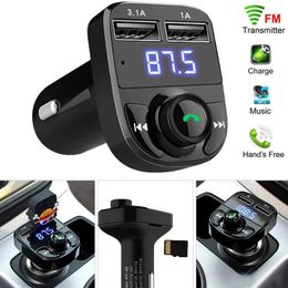 FM50 X8 FM Verici Aux Modülatörü Bluetooth Araç Kiti Bluetooth Handsfree Araç Ses Alıcısı MP3 Çalar 3.1A Hızlı Şarj ile Çift USB Kutulu Araç C