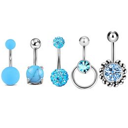 Set of 5PCS Navel Rings CZ Acrylic Belly Button Rings Piercing Stud Fashionable Jewel Gifts for Men and Women