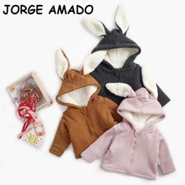 Baby Winter Coat Toddler Girls Boys Bunny Ears Fleece Thick Hooded Coat Jackets Kids Winter Clothes LJ201124