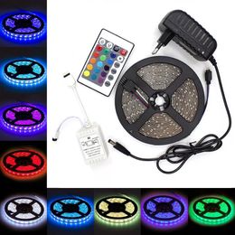 LED 12V RGB 2835 Strip Light 5M 300LEDs Set Strip Decoration Lamp Ribbon String Flexible Diode Tape IP65 Waterproof For Festival Party D2.0