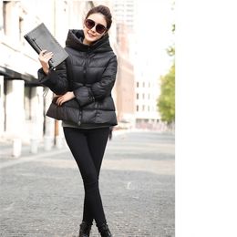 new short down coat stylish hooded womens winter jackets large size black red fashion hot sale 201029