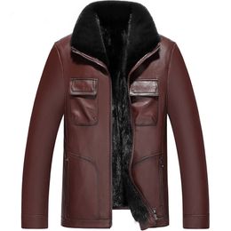Winter Jacket Real Mink Fur Jackets Genuine Leather Coats Thickening Warm Outdoor Jackets Fur Collar Snow Tops Overcoat Plus Size DHL UPS