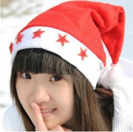 LED Christmas Hat Beanie Xmas Party Hat Glowing Luminous Led Red Flashing Star Santa Hat For Adult DB315