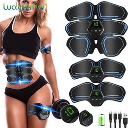 Muscle Stimulator EMS Abdominal Hip Trainer LCD Display Toner USB Abs Fitness Training Home Gym Weight Loss Body Slimming 220111