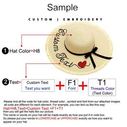 Personalization Customize Name Text Women Sun Large Brim Straw Outdoor Beige Beach Hat Summer Cap Dropshipping Y200714