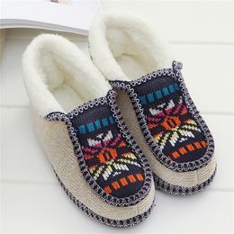 GAI GAI GAI Soft Weave Cotton Winter Home Shoes Woman Antiskid Sturdy Sole House Women Slippers Memory Foam Design Y201026