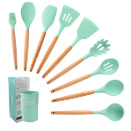 Silicone Kitchen Utensils Set Non-stick Kitchenware Cooking Tools Spoon Spatula Ladle Egg Beaters Tools Gadget Accessories 612244822948