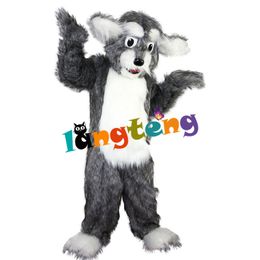 Mascot Costumes743 Long-haired Grey Dog Mascot Costume Animal Holiday Adult Cartoon
