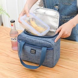 Portable Lunch Bag Thermal Insulated Box Oxford Cloth Tote Cooler Handbag Bento Pouch Dinner School Storage Bags