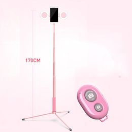 Extendable 1.7m Selfie Stick Tripod With Dual Ring Light For Phone With bluetooth Remote Control Handheld Monopod For iPhone X 8