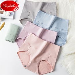 5Pcs/lot Panties Women High Waist Body Shaper Underwear Soft Cotton Breathable Seamless Briefs Sexy Comfort Female Lingerie XXL 201112