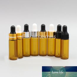5ML Small Portable Cosmetic Aromatherapy Essential Oil Dropper Pipette Brown Sample Glass Bottle, Amber Reagent Fragrance Vials