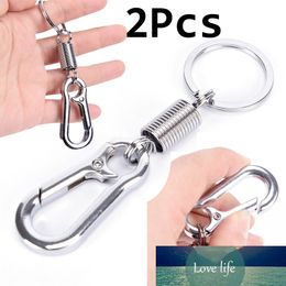 2Pcs Stainless Steel Outdoor Spring Buckle Carabiner Keychain Waist Belt Clip Anti-lost Buckle Hanging Retractable Keyring