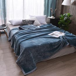 Blankets Solid Colour Fleece Blanket Winter Thick Coral Blanket-Style Single Air Conditioning Velvet Nap Bed Sheet1