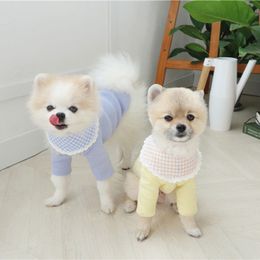 Lace collar pet knitted bottoming shirt summer thin Teddy bear Xiong Bomei cat VIP Schnauzer dog small dog clothes 201114