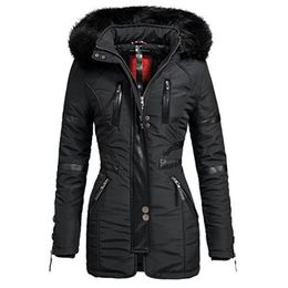 Women's Long Jacket Coats Black Winter Hooded Parkas Zipper Warm Windbreak Black Gothic Slim Femlae Overcoats Casual Outwear 201027