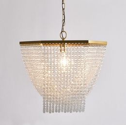 Luxury K9 crystal beads chandelier 1 light in nursery bedroom kitchen light fixture in dining room loft nordic fringe chandelier