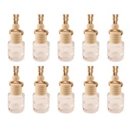 8 Designs Car Hanging Glass Bottle Empty Perfume Bottles 5ml to 8ml Liquid Container Jar Aromatherapy Refillable Diffuser Air Fresher Fragrance Pendant Ornament