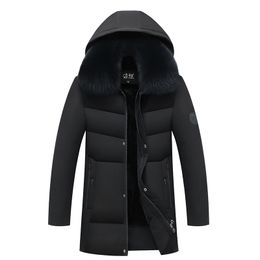 Men Winter Parka mid-length Plus velvet Warm Thicken Jacket Detachable hat Windproof Coat Hooded Plus Size 5XL 201119