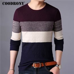 COODRONY Sweater Men Streetwear Fashion Striped Knitwear Autumn Winter Cotton Wool Pullover Men Slim Fit O-Neck Pull Homme 91028 201117