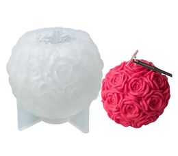 Rose Ball Aromatherapy Candle Silicone Handmade DIY Soap Paraffin Car Ornament Mould FOR USPS