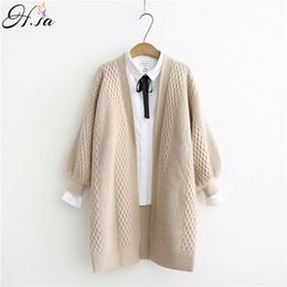 H.SA Frühling Pullover Strickjacken Frauen 2020 V-ausschnitt Laterne Hülse Offenen Stich Lose Pullover Jacke Günstige Kleidung Weibliche Stricken Mantel LJ201017