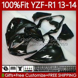 OEM Body Kit For YAMAHA YZF-R1 YZF1000 YZF R 1 2013-2014 MOTO Bodywork 97No.88 YZF Gloss black R1 1000 CC 2013 2014 1000CC YZF-1000 YZFR1 13 14 Injection mold Fairing