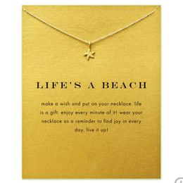 Chain Choker Necklaces With Card Gold Silver Starfish Pendant Necklace For Fashion Women Jewellery LIFE'S A BEACH