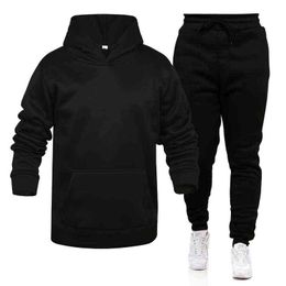 New autumn and winter men's sports brand hoodie + pants two-piece sports suit casual round neck large size sports suit men's fit G1222