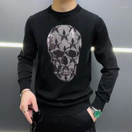 Men's Sweaters Brand Shiny Diamond Design Black Handsome Men's Sweater Fashion Sweatshirt Trend Slim Pullover1