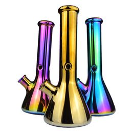 12.5" Electroplated Glass Bong Tobacco Water Pipes 7mm Beaker Bongs Ice Catcher Bowl Oil Dab Rigs Smoking Pipe
