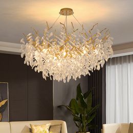 French Branches Crystal Chandelier American Modern Round Chandeliers Lights Fixture European Luxury Romantic Hanging Lamps Hotel Home Indoor Lighting Dia120cm