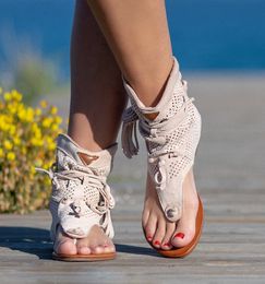 Femmes Strass Bohème Plage Vacances Flats Clip Toe Thong Sandales Roma Chaussures