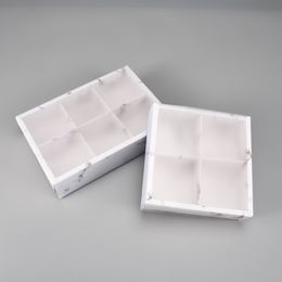 Marmor-Design-Papierbox mit mattiertem PVC-Deckel, Kuchen, Käse, Schokolade, Papierboxen, Hochzeit, Party, Kekse, Geschenkbox, WB3429