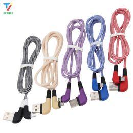 Fast Charging Cable Double Elbow 90 Degree USB C Micro USB Data Cable For All Smart Phones For Type C 100pcs/lot