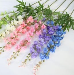 Artificial Decorative Flowers hyacinth Delphinium 2 fork long branch Wedding Guide living room silk flower single violet