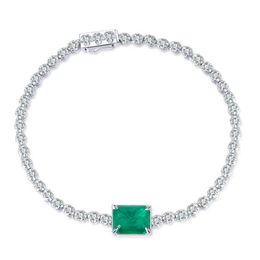 Custom Wholale Luxury Jewellery Bracelet Women 925 Sterling Sier Diamond Tennis Emerald Gemstone Bracelet