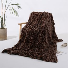 Leopard Zebra Printed Winter Warm Flannel Blankets for Beds Soft Plush Mink Faux Fur Coral Fleece Airplane Blanket Bed Cover 201222