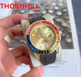 high quality Colourful diamonds ring watches 41mm japan quartz movement men women black green red rubber silicone strap waterproof Wristwatches montre de luxe gifts