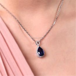 Women Diamond water drop Necklace Rose gold chains women crystal necklaces fashion Jewellery gift