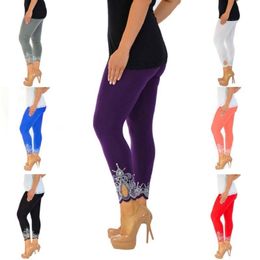 Slim Print Women Basic Elastic Leggings Solid Color Cotton Breathable All Match Ankle Length Leggings Pure Cotton 201027