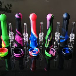 Mini NC Collector Dab Tool Kit With Quartz Tip Oil Wax Container 14mm Silicone Water Pipes Concentrate NC Dab Straw Smoke Rigs
