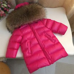 Children's Clothing Down jacket Boys and girls fur collar with long thick coat 2-12 years old LJ201124
